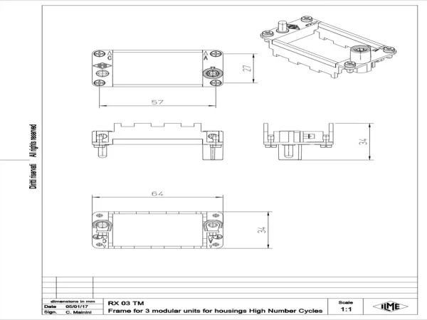 frame, size 57.27, MIXO HNM, for 3 MU, with PE-connection
