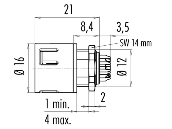 Male panel mount connector