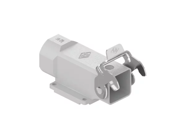 surface mounting housing, angled, size 21.21, zinc, 1 rigid lever stainless steel, 1xM25 side, closed bottom
