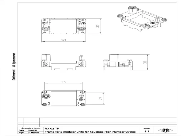 frame, size 44.27, MIXO HNM, for 2 MU, with PE-connection