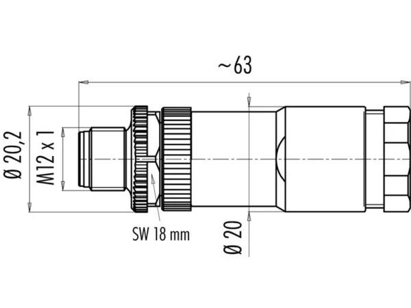 Male cable duo connector