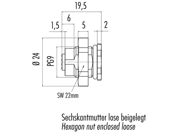 Female panel mount connector