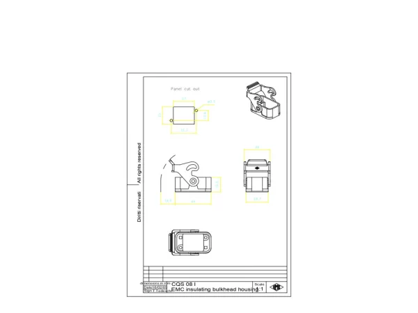 bulkhead mounting housing, size 32.13, EMC plastic, 1 lever
