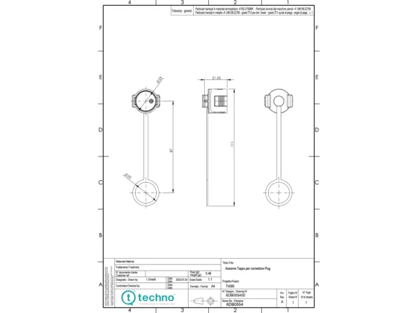 Closure cap for plug M20