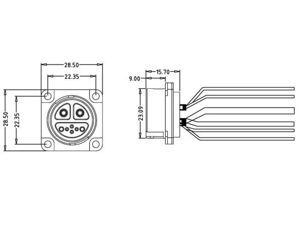 Female panel mount connector, self-locking