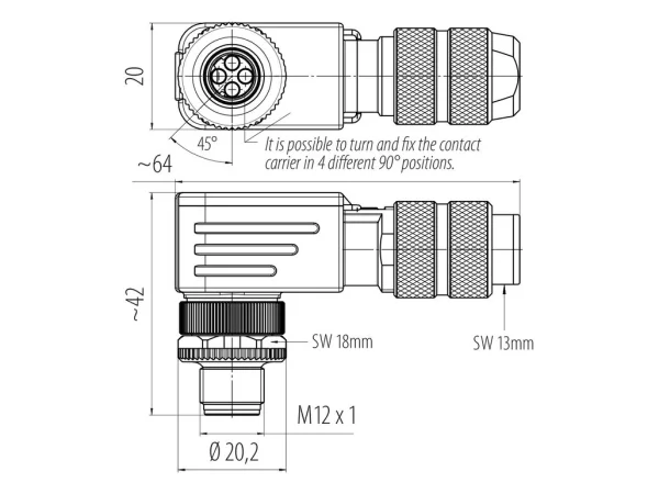 M12 Male angled connector