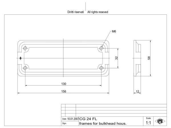 mounting frame, size 104.27, IP68 alu, for bulkhead mounting housing CGI 24
