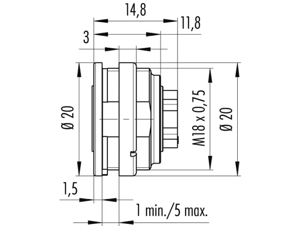 Female panel mount connector