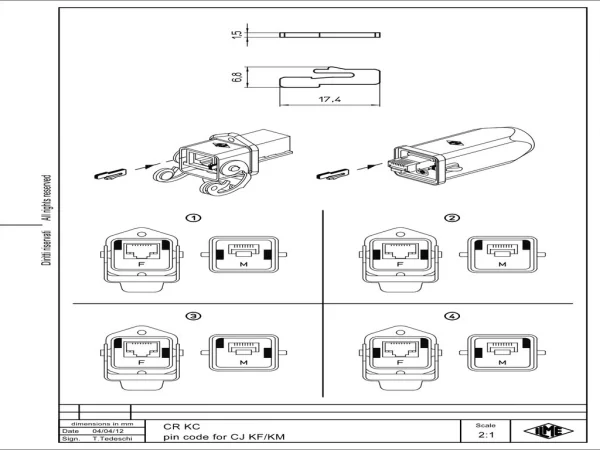 coding pin, plastic, for female and male inserts