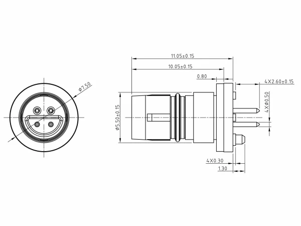 Micro M female panel mount