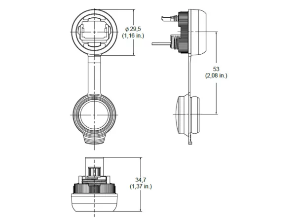cover cap, round, 22,5mm, for RJ45, USB and LC
