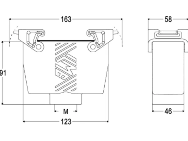 hood, high, size 104.27, T-TYPE /C plastic, 2 levers, 1xM32 top, PE-jumper