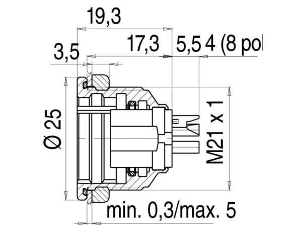 Female panel mount connector