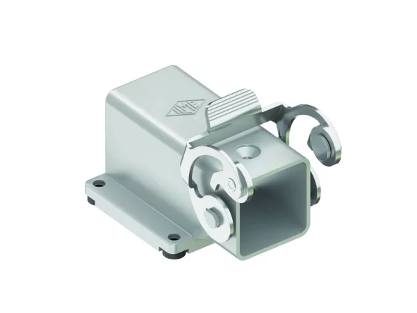 bulkhead mounting housing, angled, size 21.21, EMC zinc, 1 lever stainless steel, large cable gland