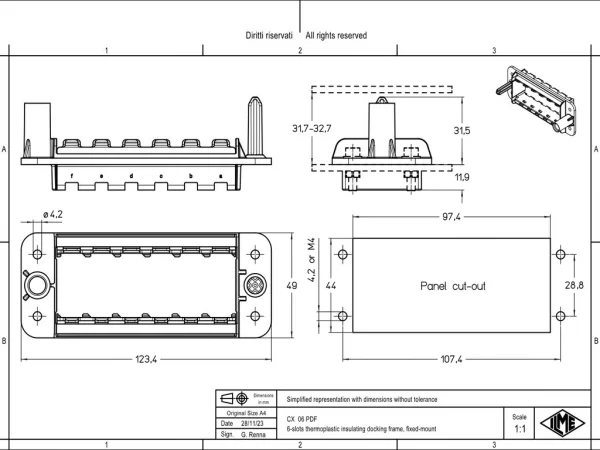 docking frame, fixed-mount, 6 modules