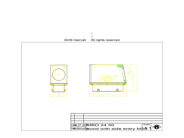 hood, size 104.27, BIG alu, 4 pegs, 1xM50 side, extended terminal compartment
