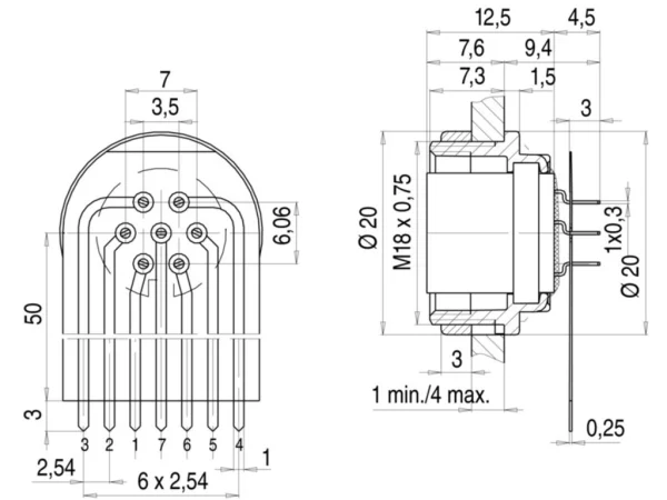 Female panel mount connector