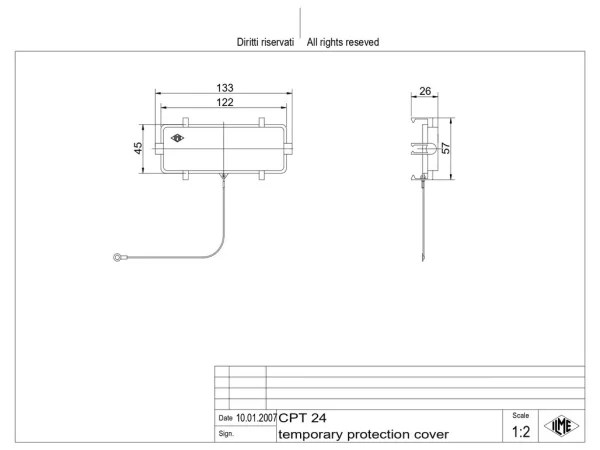 protection cover, size 104.27, plastic, for hood and housing