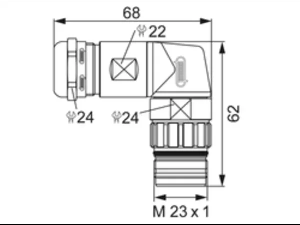 Right Angle Connector, Male Thread