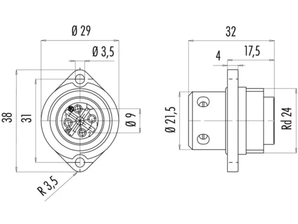 Male panel mount connector