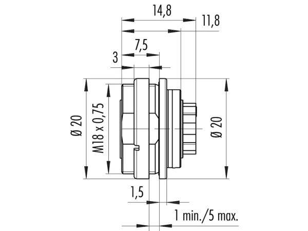 Female panel mount connector