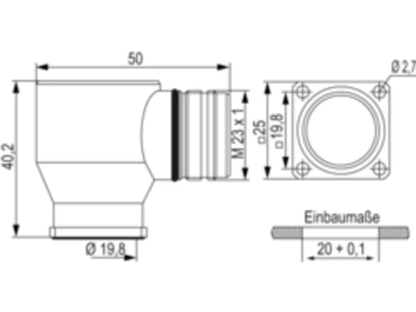 Right Angle Panel Connector, Male Thread