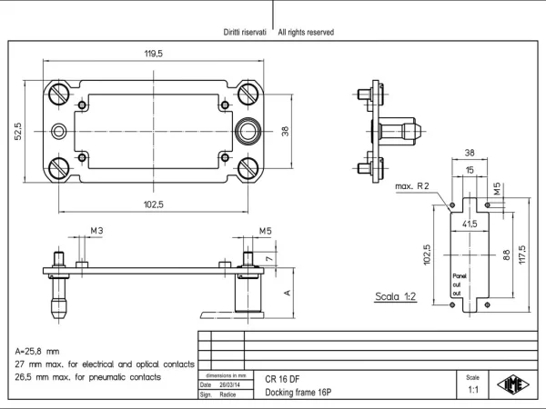 docking frame, size 77.27, stainless steel