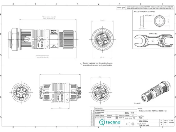 Joint connector panel-mounted, Screw