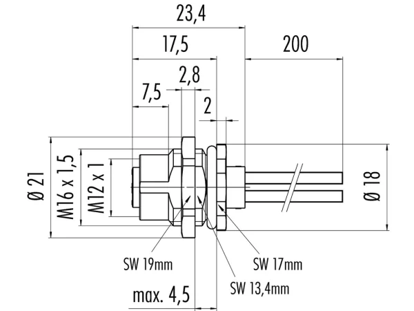 Female panel mount connector