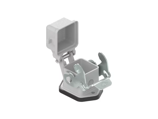 bulkhead mounting housing, size 21.21, CKA zinc, 1 lever steel, spring cover, for male inserts