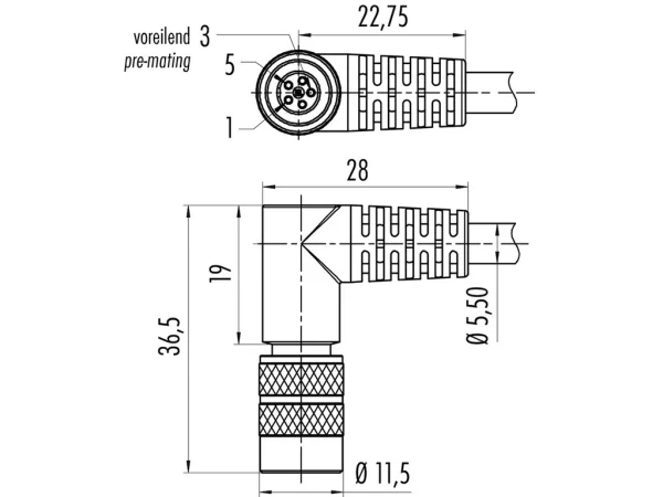 Female angled connector