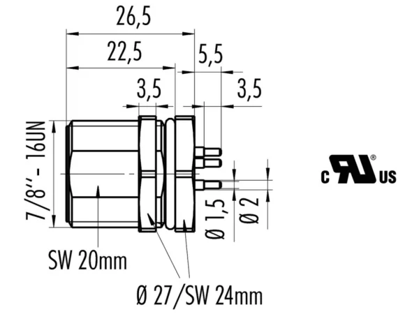 Male panel mount connector