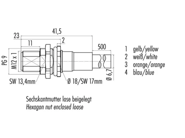 Male panel mount connector