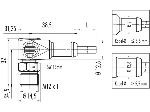 Male angled connector
