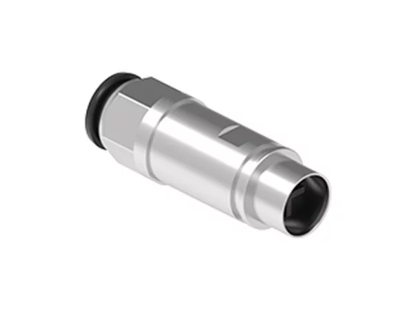 female contact, pneumatic, 8,0mm external, straight, quick-fitting, with shut-off valve