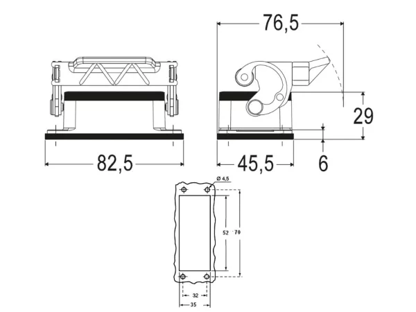 bulkhead mounting housing, size 44.27, C-TYPE alu, 1 lever, cover metal