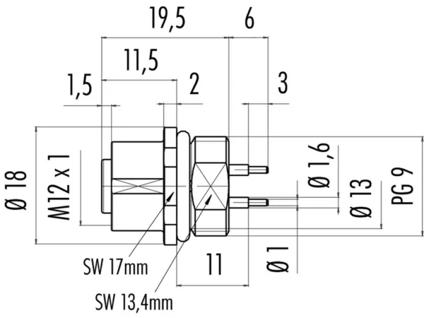 Female panel mount connector