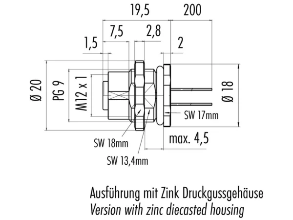 Female panel mount connector