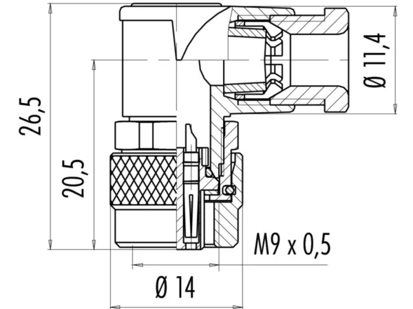 Female angled connector