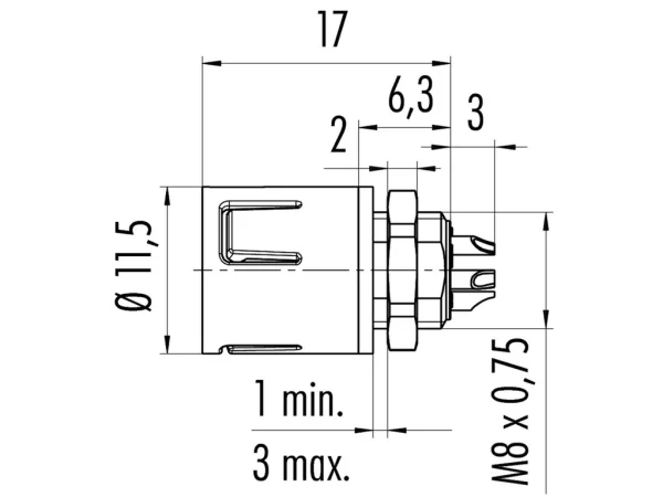 Male panel mount connector