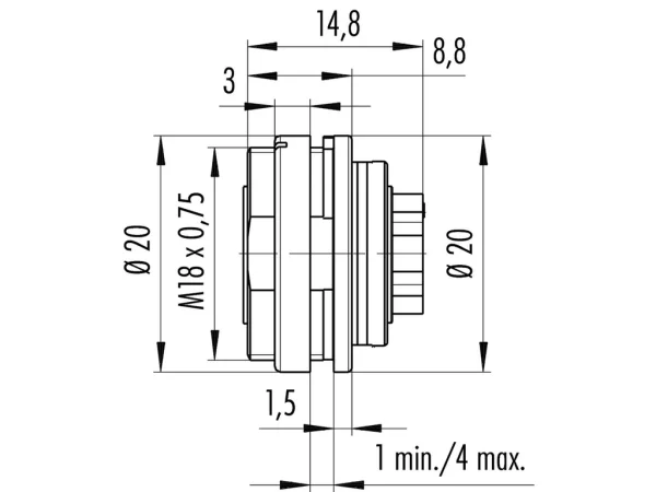 Female panel mount connector