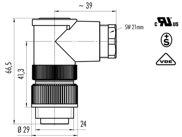 Male angled connector