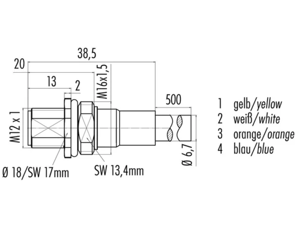 Male panel mount connector