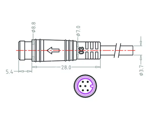 Mini B Male cable connector