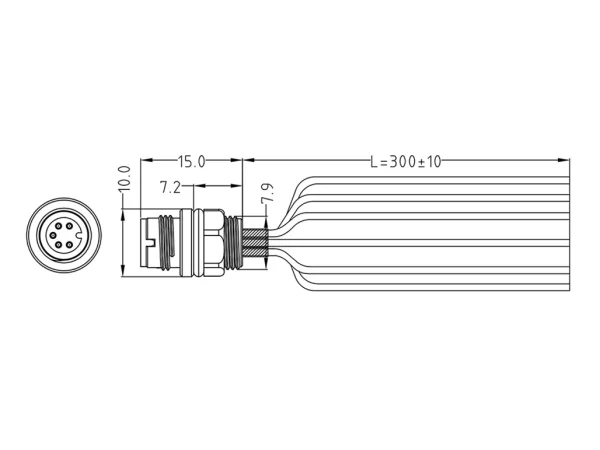 Mini C male panel mount connector