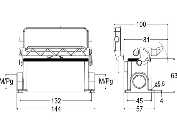 surface mounting housing, size 104.27, C-TYPE alu, 1 lever, 2xM25 side, cover metal