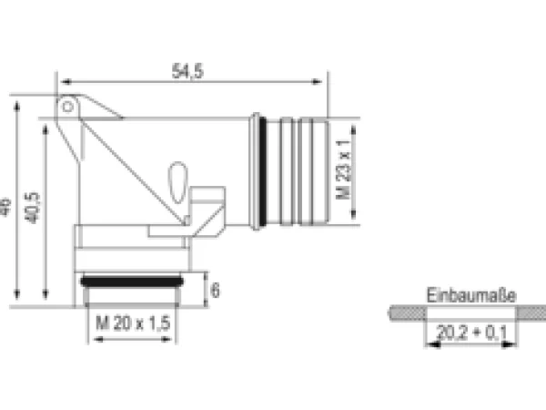 Right Angle Connector, Male Thread