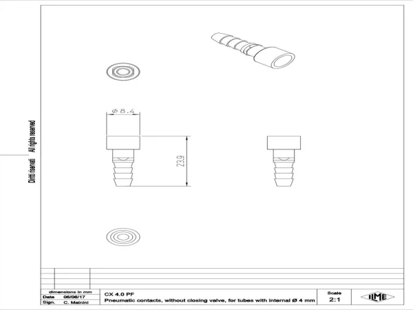 female contact, MIXO, 4,0mm internal, plug, pneumatic