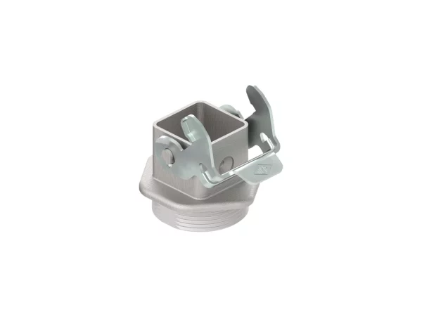 bulkhead mounting housing, size 21.21, EMC zinc, 1 rigid lever steel, 1xM32 external