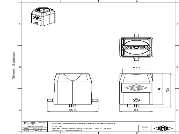 hood, 2 modules, MIXO TWO zinc, 2 pegs, 1xM32 top